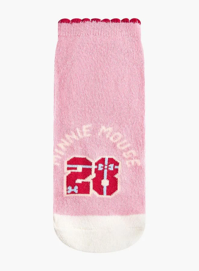 Disney Pack Of 5 Girls Socks Ankle Length Minnie Mouse Print